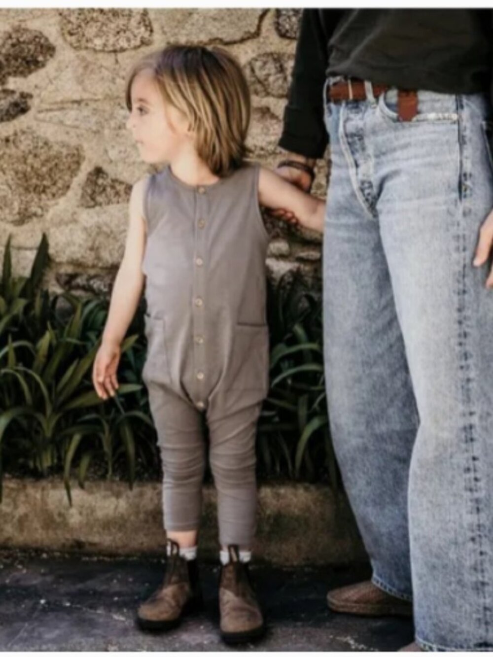 The Simple Folk Free Range Playsuit Organic Cotton Brown Jumpsuit 5-6Y - Picture 2 of 6